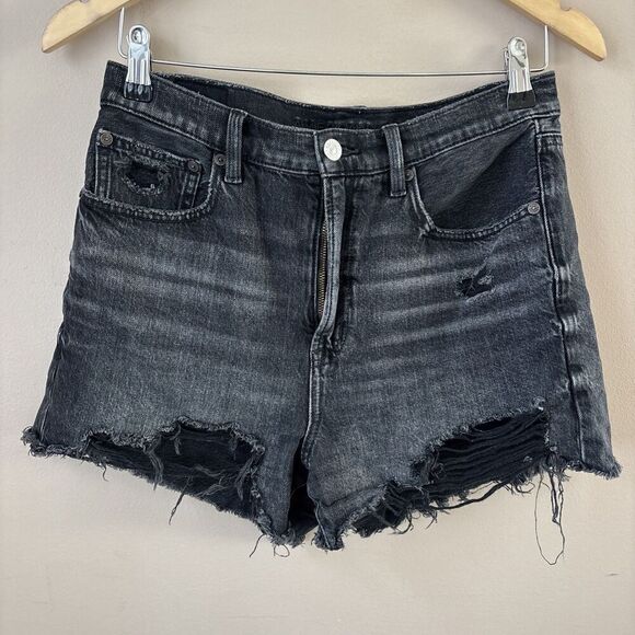 American Eagle Outfitters Pants - American Eagle Women's Black Denim Highest Waist '90s Boyfriend Shorts Size 6